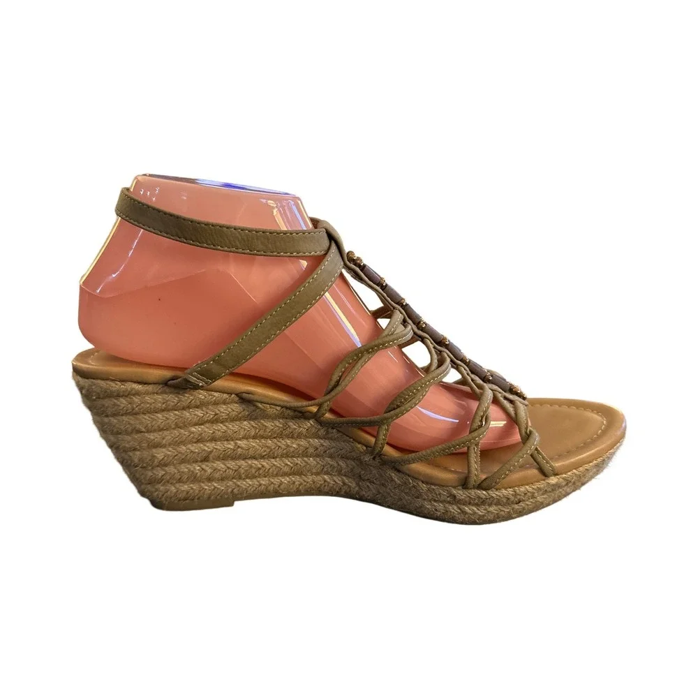 Minnetonka‎ Espadrille Wedge Sandals Size 10 Womens Open Toe Beaded Summer